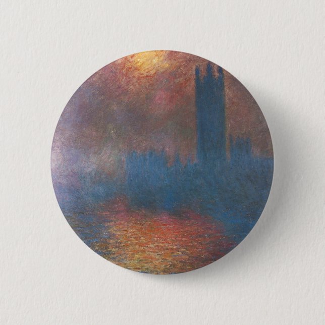 Houses of Parliament, London by Claude Monet 6 Cm Round Badge (Front)