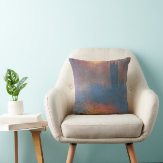 Houses of Parliament, London by Claude Monet Cushion