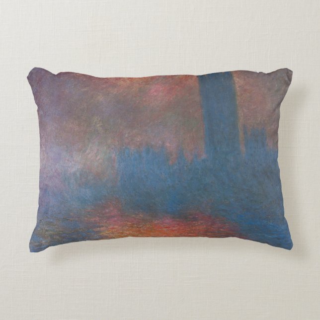 Houses of Parliament, London by Claude Monet Decorative Cushion (Front)