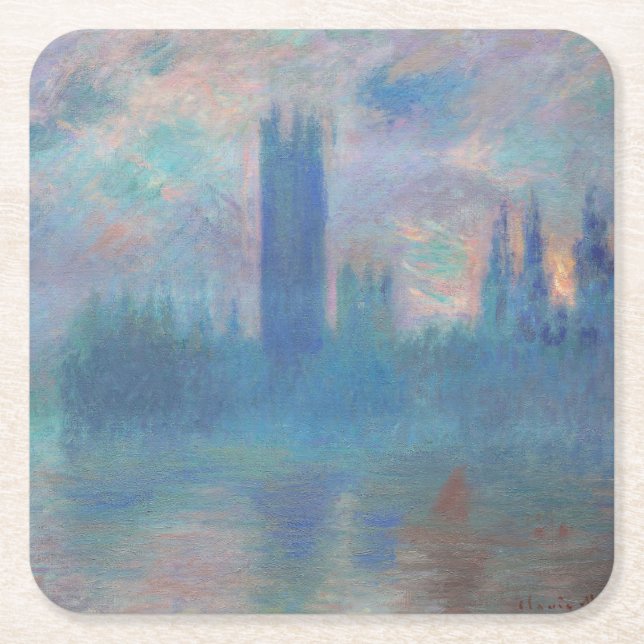 Houses of Parliament (London), Monet Square Paper Coaster (Front)