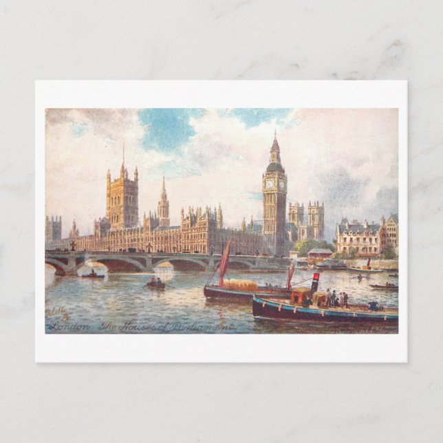 Houses of Parliament London Vintage Postcard (Front)