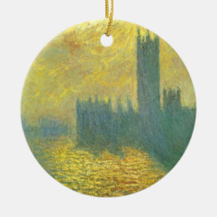 Houses of Parliament, Stormy Sky by Claude Monet Ceramic Tree Decoration