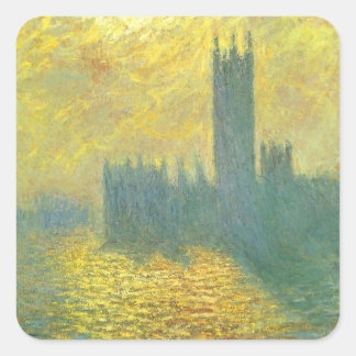 Houses of Parliament, Stormy Sky by Claude Monet Square Sticker