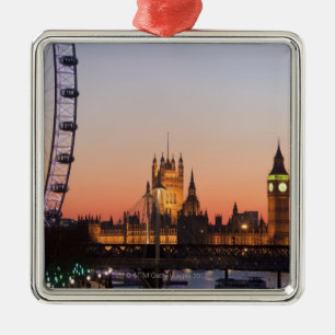 Houses of Parliament & the London Eye Metal Tree Decoration