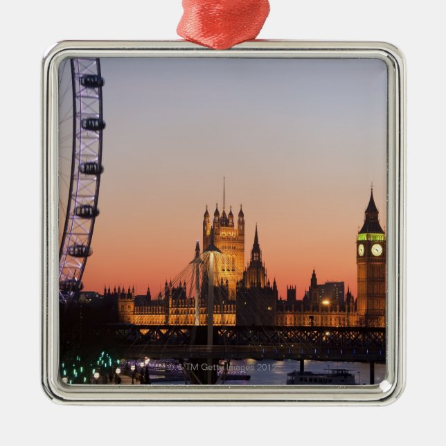 Houses of Parliament & the London Eye Metal Tree Decoration (Front)