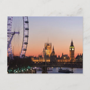 Houses of Parliament & the London Eye Postcard