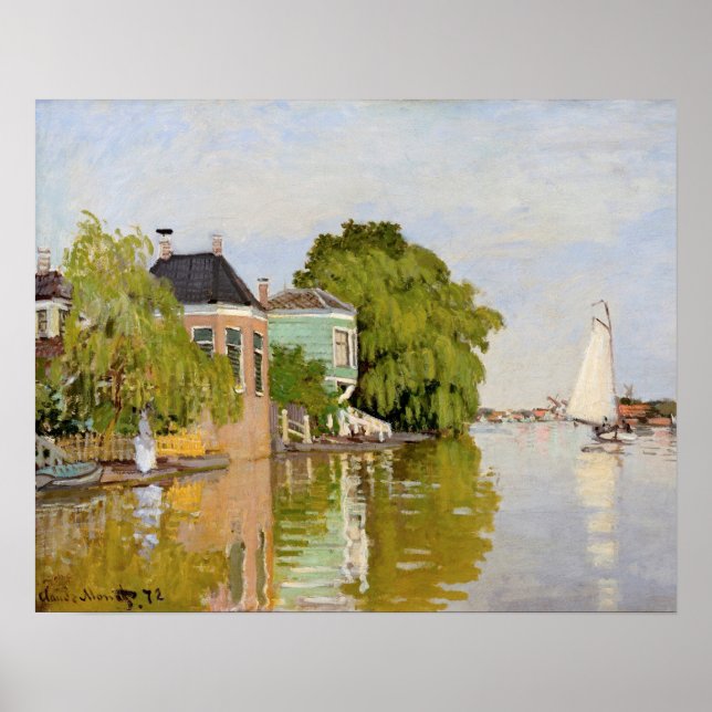 Houses on the Achterzaan (1871) by Claude Monet Poster (Front)