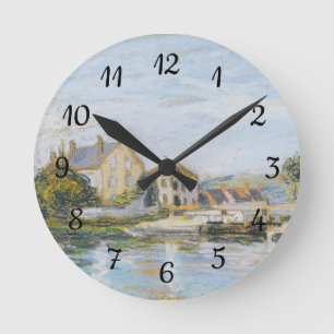 Houses On The Edge Of The Lock Of La Garonne Sisle Round Clock