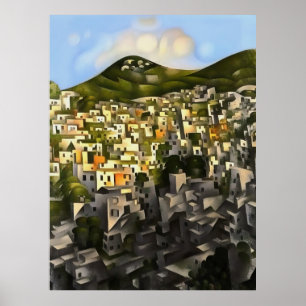 Houses On The Hillside - Abstract Art Fethiye Poster