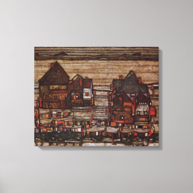Houses with Laundry by Egon Schiele Canvas Print (Front)
