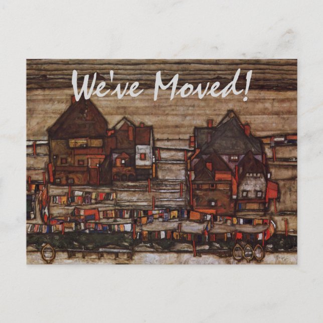 Houses with Laundry by Schiele, Change of Address Announcement Postcard (Front)