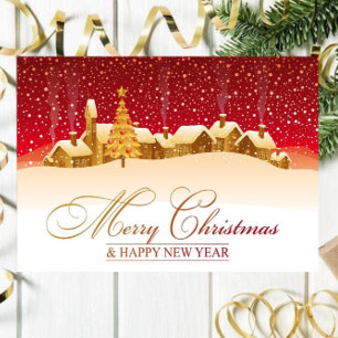 Houses with Snow Merry Christmas Card