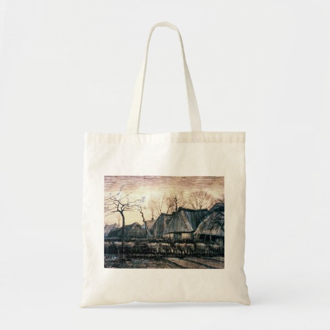 Houses with Thatched Roofs by Vincent Van Gogh Tote Bag (Front)
