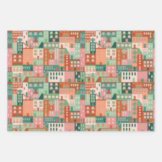 Houses Wrapping Paper Sheet