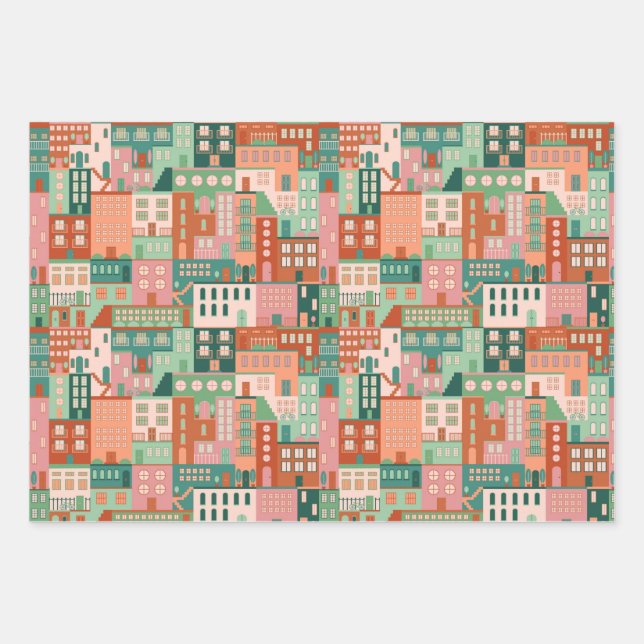 Houses Wrapping Paper Sheet (Front)
