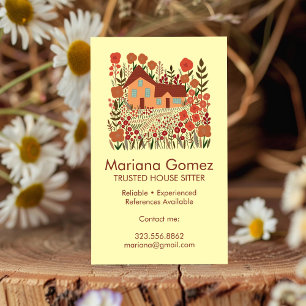 Housesitter House Sitting Garden Farmhouse Custom Business Card