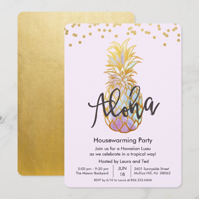 Housewarming Aloha Luau Hawaiian Party Invitation (Front/Back)