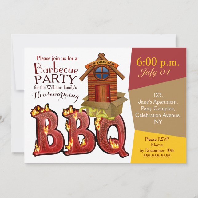 Housewarming barbecue party invitations (Front)