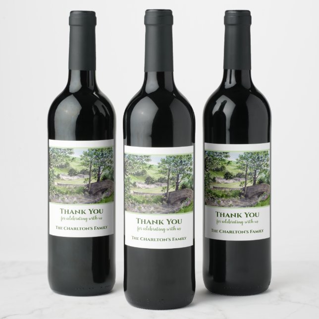 Housewarming Farmhouse Thirlmere Lake District UK Wine Label (Bottles)