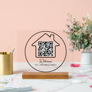Housewarming Gift Personalised WiFi QR Code Acrylic Sign