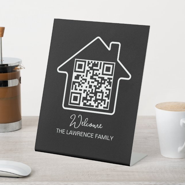 Housewarming Gift | Personalised WiFi QR Code Pedestal Sign (In SItu)