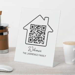 Housewarming Gift Personalised WiFi QR Code Pedestal Sign