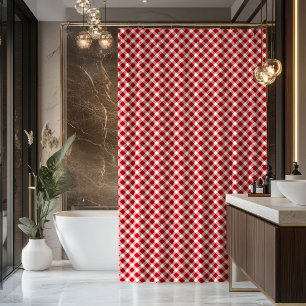 Housewarming Gift Red Black Tartan Shower Style Curtain