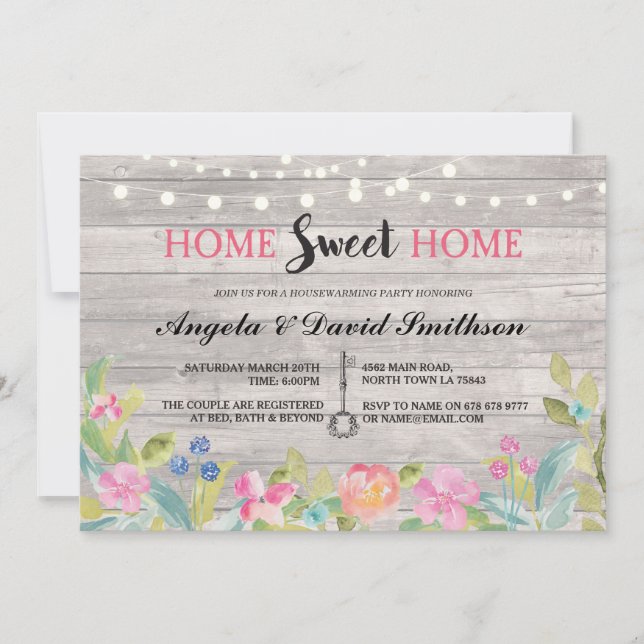 Housewarming Home Sweet Home Vintage Rustic Invite (Front)