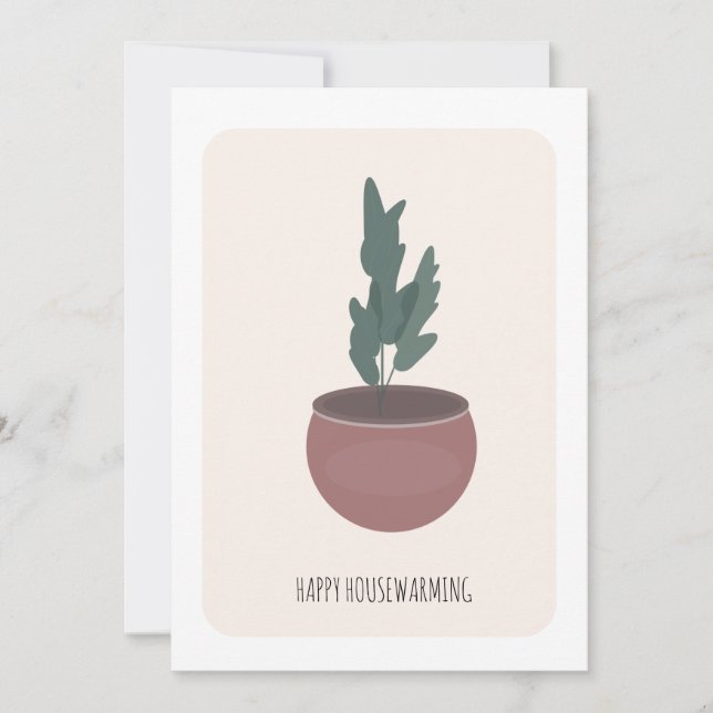 Housewarming House Plant Potted Art New Home Card (Front)