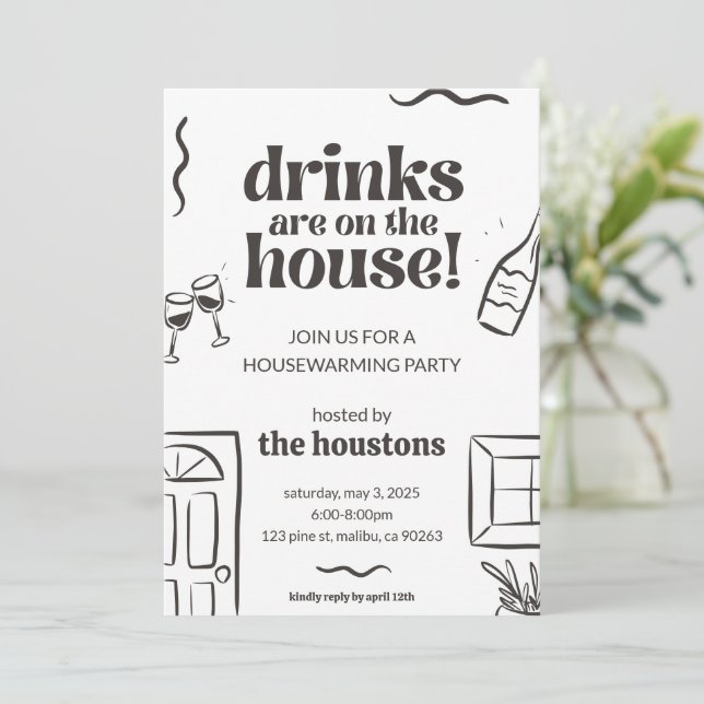 Housewarming Invitation House Warming Invite House (Standing Front)