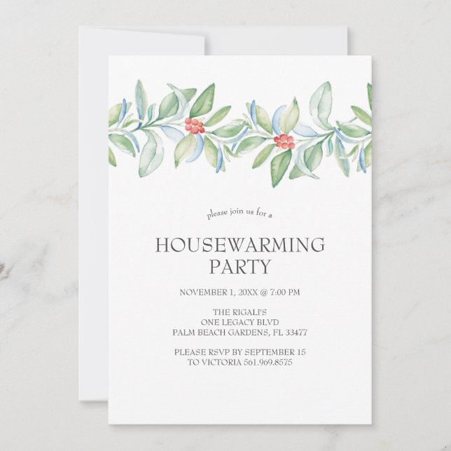 Housewarming Invitations Watercolor Christmas (Front)