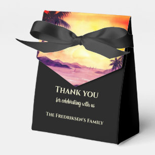 Housewarming New Home Sunset in Tropics Watercolor Favour Box
