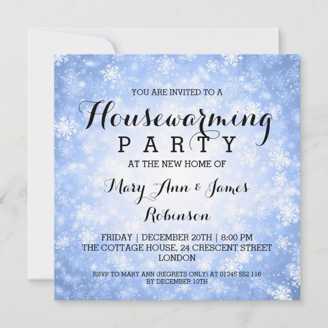 Housewarming Party Blue Winter Wonderland Invitation (Front)