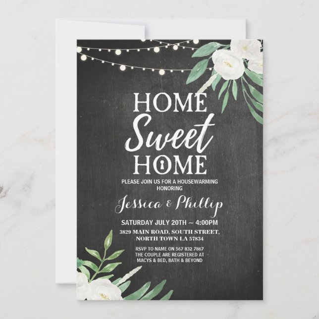 Housewarming Party Chalk Rustic New Home Invite (Front)