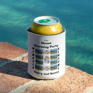 Housewarming Party custom 11 Photo Collage Can Cooler