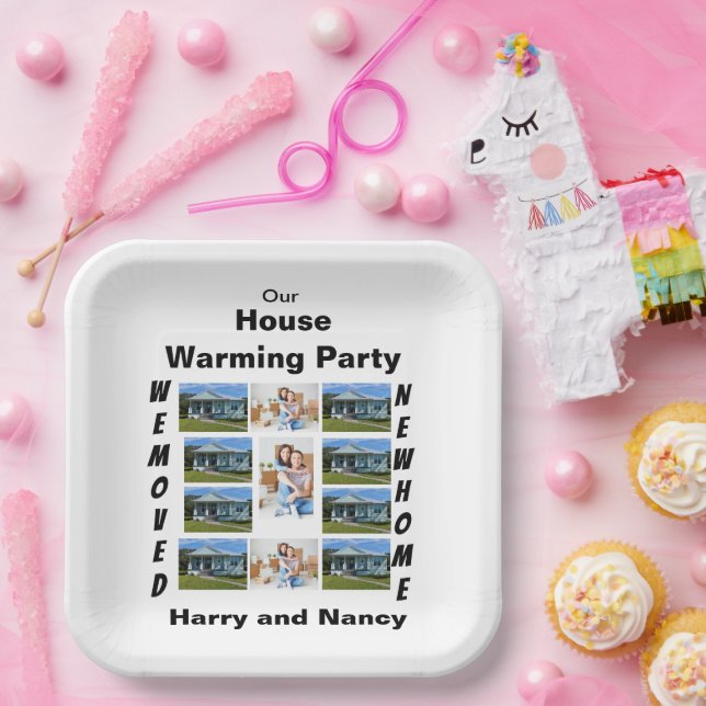 Housewarming Party custom 11 Photo Collage  Paper Plate (Party)