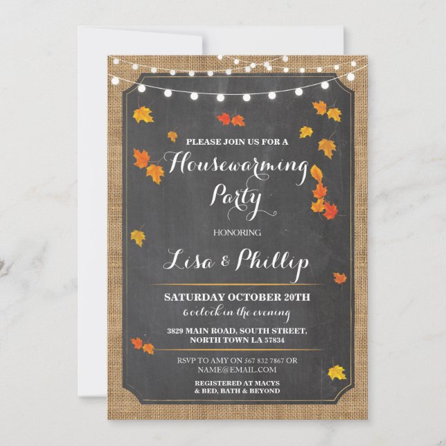 Housewarming Party Fall Rustic New Home Invite (Front)