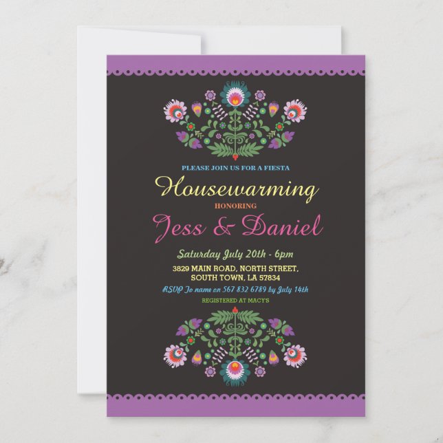 Housewarming Party Fiesta Mexican Floral Invite (Front)