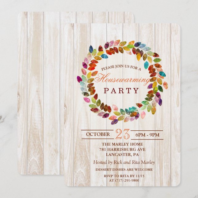 Housewarming Party Glitter Wreath Invitation (Front/Back)