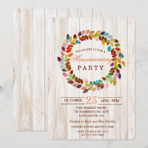 Housewarming Party Glitter Wreath Invitation