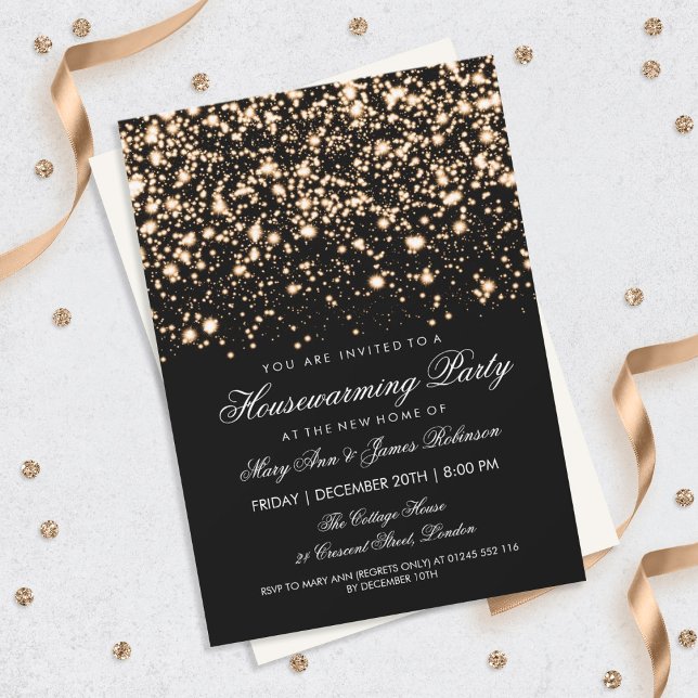 Housewarming Party Gold Midnight Glam Invitation (Creator Uploaded)