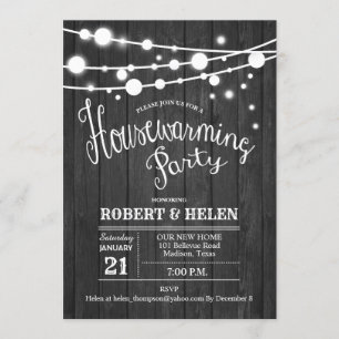 Housewarming Party Grey Wood Pattern Invitation