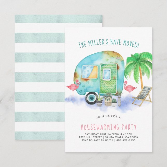 Housewarming Party Invitation | Watercolor Trailer (Front/Back)