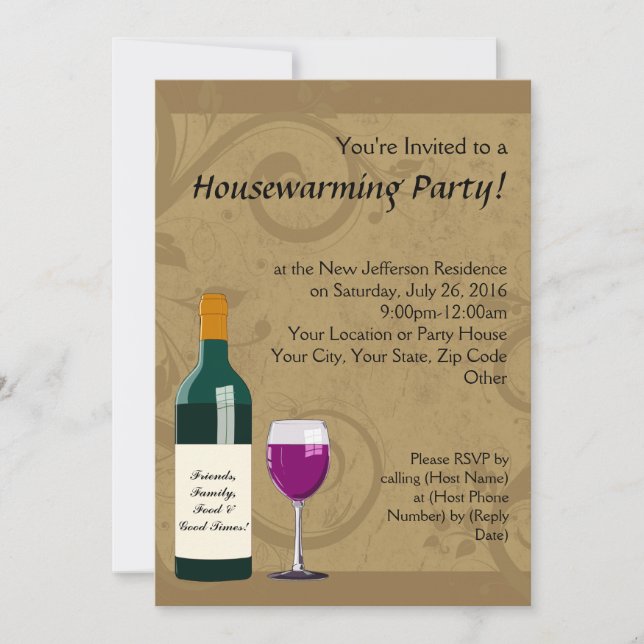 Housewarming Party Invitations, Wine Theme Invitation (Front)