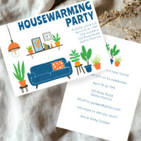 Housewarming Party Invite Cute Living Room Sofa