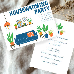 Housewarming Party Invite Cute Living Room Sofa 