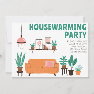 Housewarming Party Invite Cute Living Room Sofa 