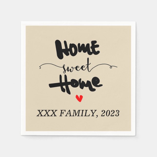 housewarming party - NEW HOME, HOME SWEET HOME Cha Napkin (Front)