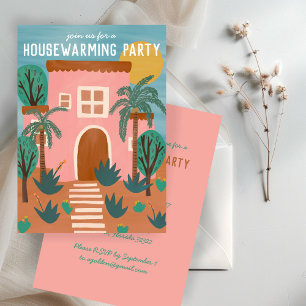 HOUSEWARMING PARTY New Pink Home Address CUSTOM Invitation
