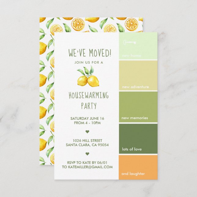 Housewarming Party | Paint Chip Editable Colour Invitation (Front/Back)
